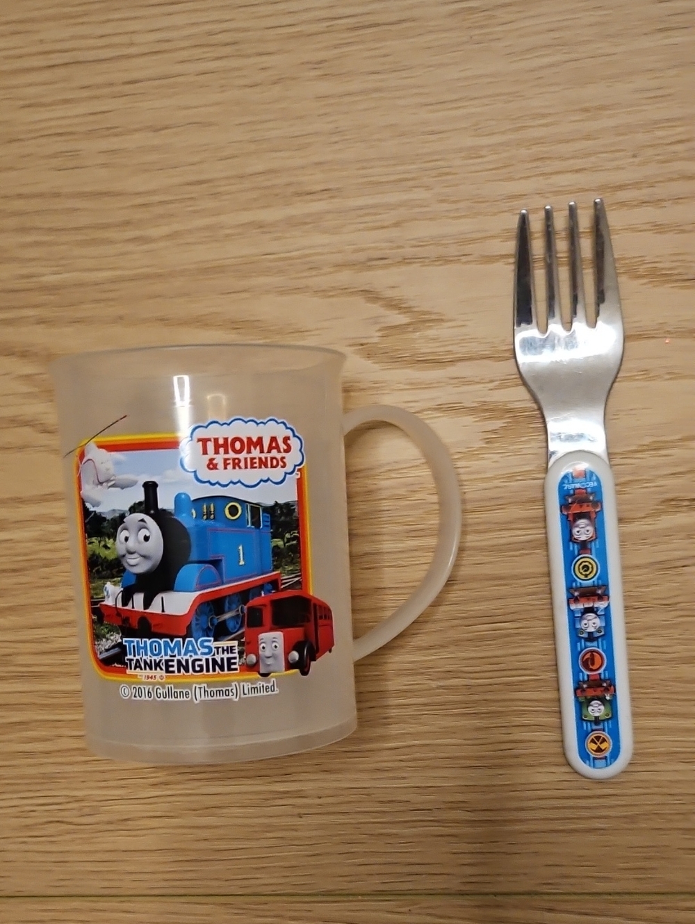 Thomas Plastic Cup And Thomas Fork.